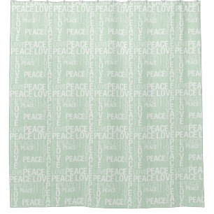 Rideaux De Douche Monnaie et Blanc Amour et Paix