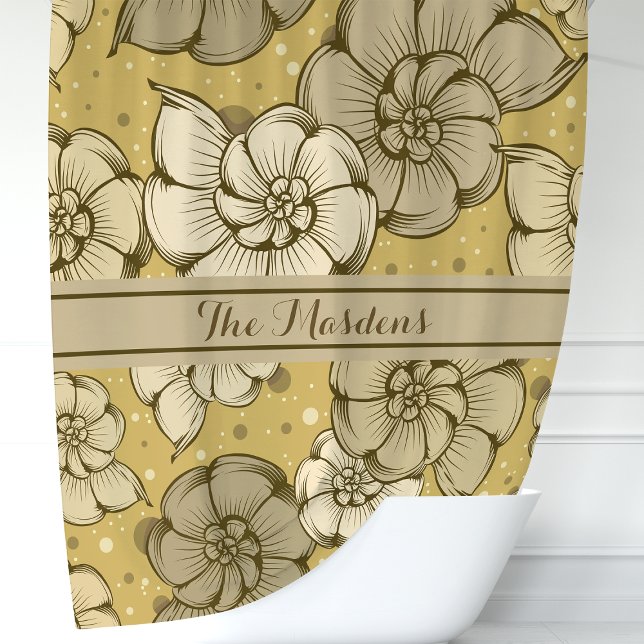 Rideaux De Douche Monogramme à pois de coquille de nautile (Créateur téléchargé)