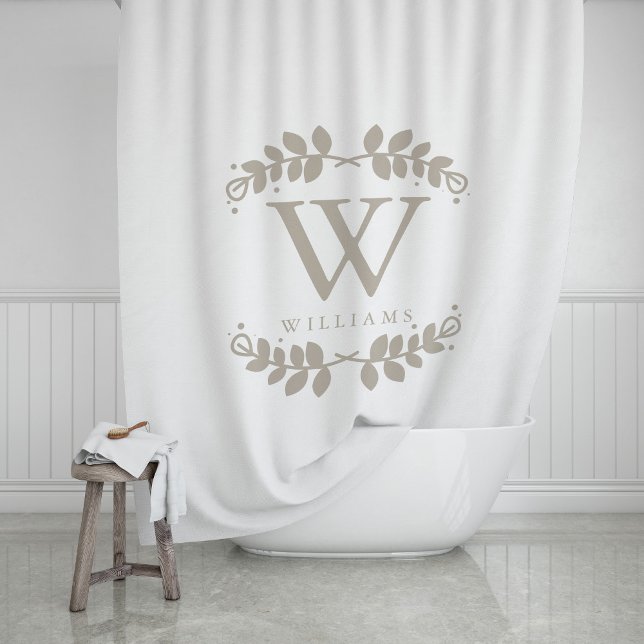 Rideaux De Douche Monogramme beige lin (Créateur téléchargé)