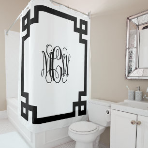 Rideaux De Douche Monogramme blanc vigne noire do-it-yourself BG & c
