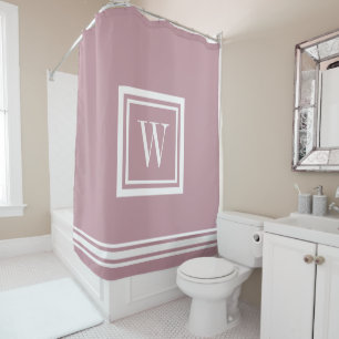 Rideaux De Douche Monogramme Carré classique mauve et blanc