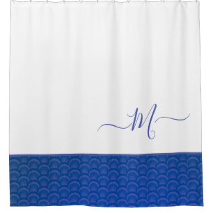 Rideaux De Douche Monogramme de Coastère bleu blanc