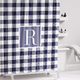 Rideaux De Douche Monogramme de contrôle du Buffalo bleu de la Marin