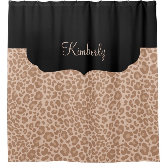 Rideaux De Douche Monogramme de fille motif léopard (Devant)
