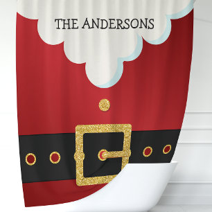 Rideaux De Douche Monogramme de Noël en costume de Père Noël