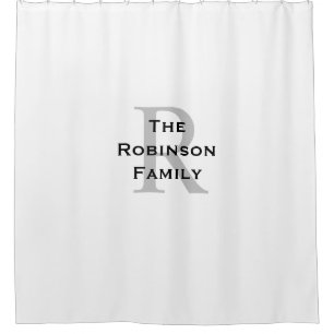 Rideaux De Douche Monogramme de nom blanc et noir
