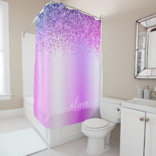 Rideaux De Douche Monogramme de nom en paillettes métalliques scinti
