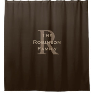 Rideaux De Douche Monogramme de nom marron et beige