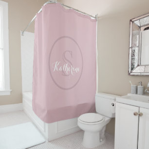 Rideaux De Douche Monogramme de nom personnalisé Rose Poussiéreuse