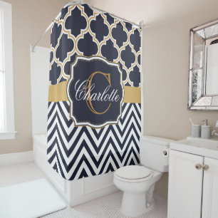 Rideaux De Douche Monogramme de Quatrefol Chevron