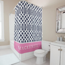 Monogramme de treillis rose et marine