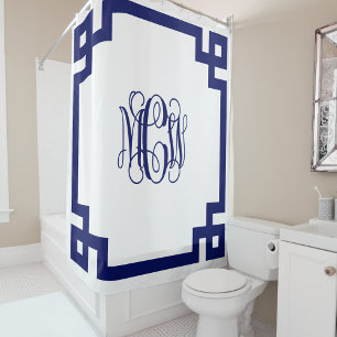 Rideaux De Douche Monogramme de vigne blanc do-it-yourself BG & cadr