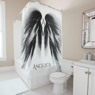 Rideaux De Douche Monogramme des ailes de l'Ange Noir