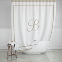 Monogramme élégant à bordure beige et écriture cur