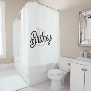 Rideaux De Douche Monogramme et nom personnalisé moderne Pastel Pink