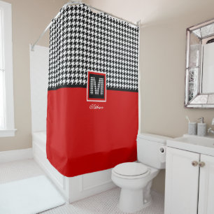 Rideaux De Douche Monogramme et pied de lit classique   Blanc noir r