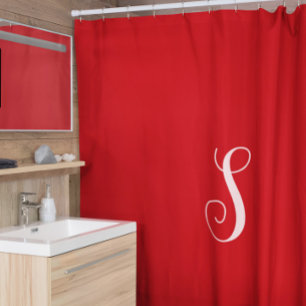Rideaux De Douche Monogramme moderne rouge chic et élégant personnal