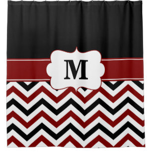 Rideaux De Douche Monogramme noir de chevron de Bourgogne