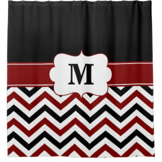 Rideaux De Douche Monogramme noir de chevron de Bourgogne