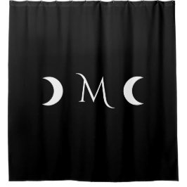 Rideaux De Douche Monogramme noir et blanc moderne des lunes de croi