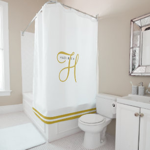 Rideaux De Douche Monogramme noir or blanc