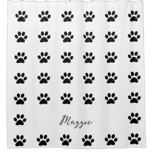 Rideaux De Douche Monogramme Nom personnalisé Motif Empreinte de pat
