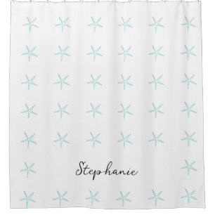 Rideaux De Douche Monogramme Nom personnalisé Turquoise Bleu Blanc A