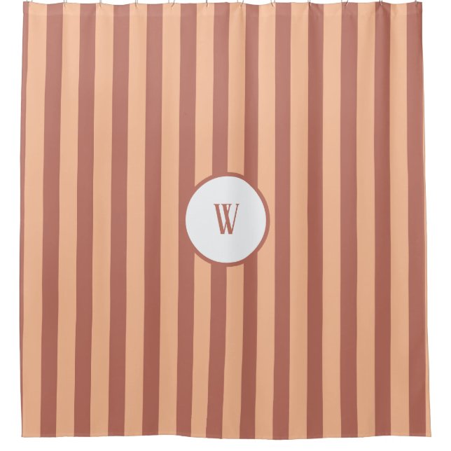 Rideaux De Douche Monogramme Pêche et rooibos raypes (Devant)
