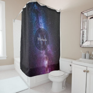 Rideaux De Douche Monogramme personnalisable à voie lactée
