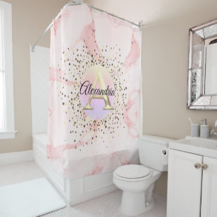 Rideaux De Douche Monogramme personnalisé en marbre rose
