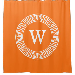 Rideaux De Douche Monogramme principal grec blanc d'initiale de