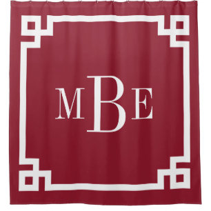 Rideaux De Douche Monogramme principal grec cramoisi de frontière