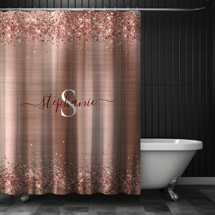 Rideaux De Douche Monogramme Rose Gold Faux-Parties scintillant Girl