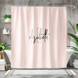 Rideaux De Douche Monogramme rose vif moderne personnalisé