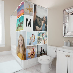 Rideaux De Douche Monogramme simple 9 Collage photo personnalisé