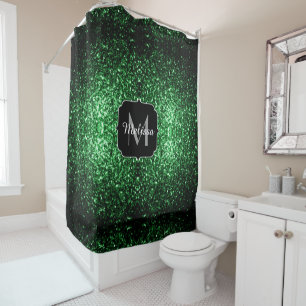 Rideaux De Douche Monogramme vert foncé faux parties scintillant sci