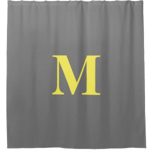 Rideaux De Douche Monogrammes Loyers gris Jaune Personnalisé Nom Déc