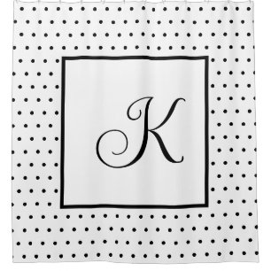 Rideaux De Douche Monogrammes noir blanc Pois moderne minimal