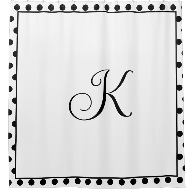 Rideaux De Douche Monogrammes noir blanc Pois moderne tendance (Devant)