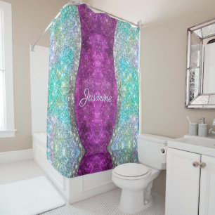 Rideaux De Douche Monographie de la fausse parties scintillant turqu