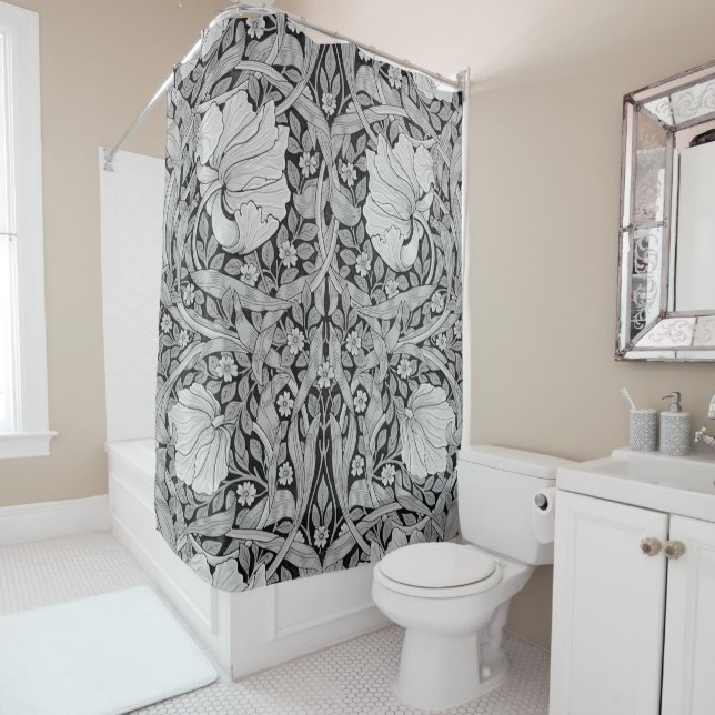 Rideaux De Douche Monotone gris Pimpernel, William Morris (En situation)