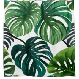 Rideaux De Douche Monstera Feuille Aquarelle Botanique Tropical