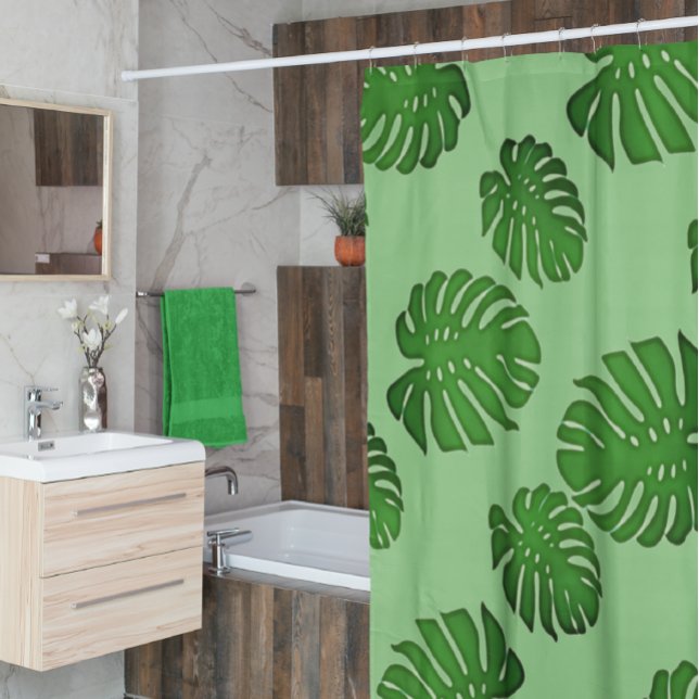 Rideaux De Douche Monstera peinte - motif feuille tropical (Créateur téléchargé)