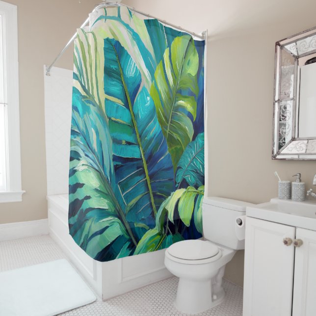 Rideaux De Douche Monstera Tropical Leaf Rug (En situation)