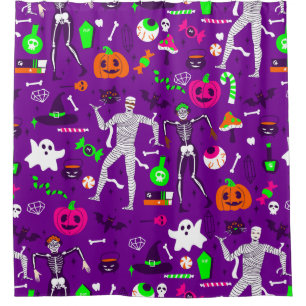 Rideaux De Douche monstre fantôme citrouille halloween mummy