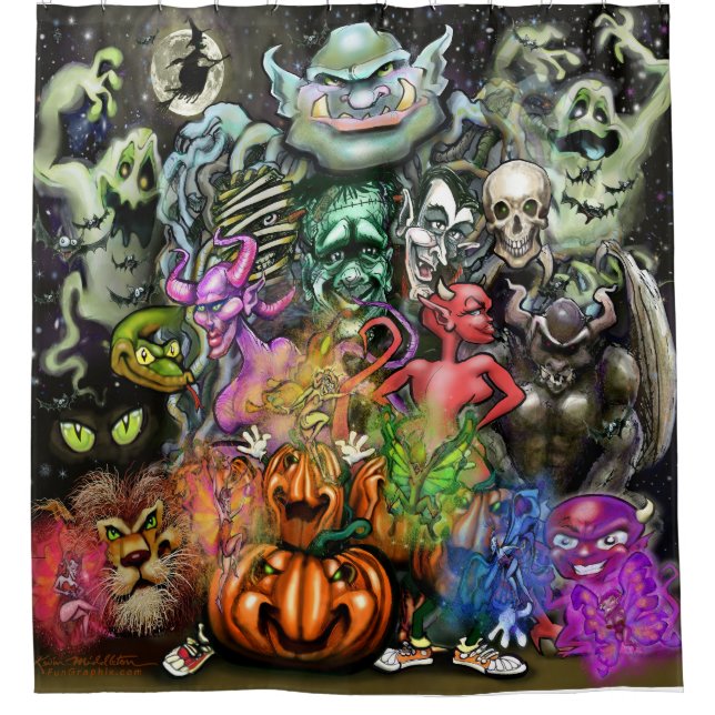 Rideaux De Douche Monstres d'Halloween (Devant)