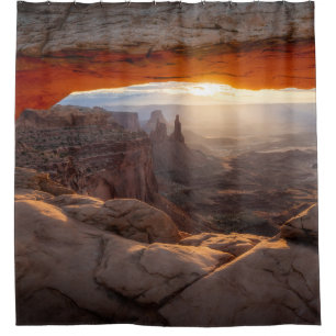 Rideaux De Douche MONTAGNE ROCHEUSE Brown PENDANT LE COUCHER DU SOLE