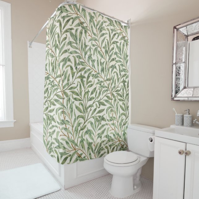 Rideaux De Douche Morris - Saule d'antiquité feuilles & Branches Mot (En situation)