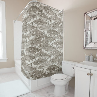 Rideaux De Douche Morue de l'Atlantique thé marron forte blanche