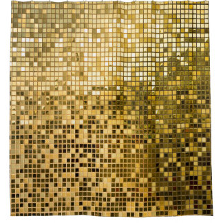 Rideaux De Douche Mosaïque d'or : Carreaux Carrés Texture.